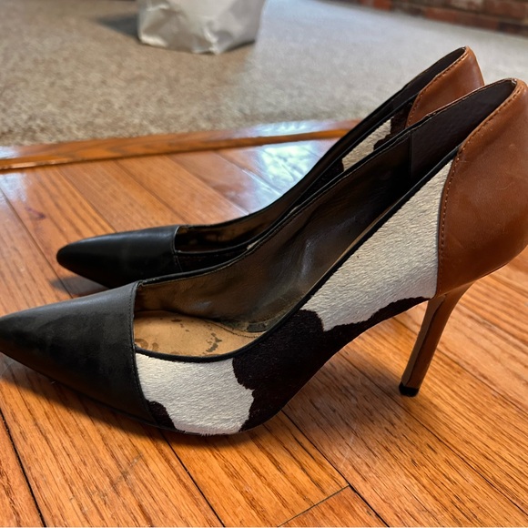 Sam Edelman Shoes - Sam Edelman Two-Tone Black, White & Brown Pointed-Toe Heels
